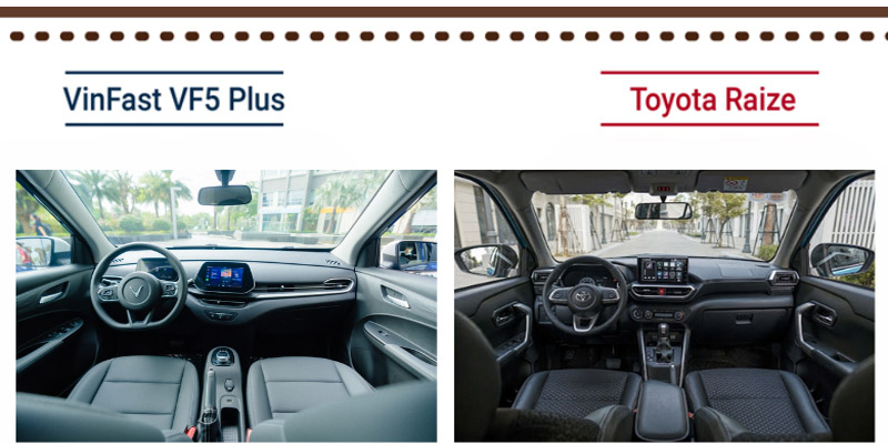 So sánh khoang lái VinFast VF5 và Toyota Raize